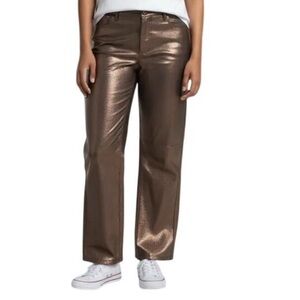 Sincerely Jules Pants High Rise Wide Leg Lame’ Copper Iridescent Women’s Large